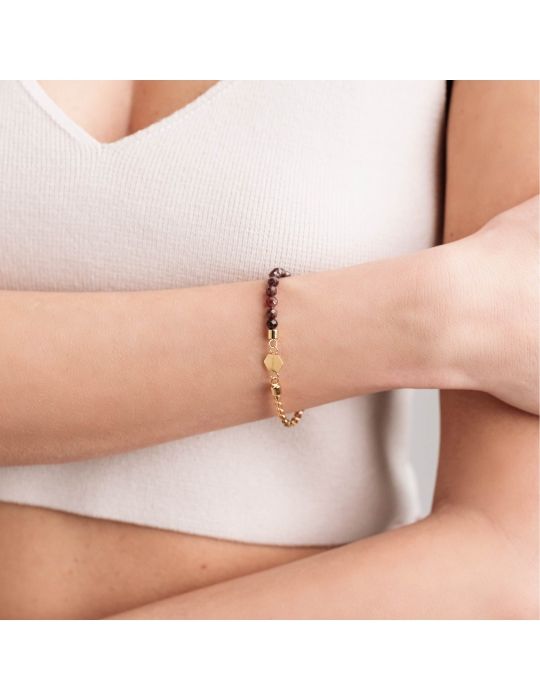 Bracciale Breil Kaleido In Acciaio IP Gold E Granati Rossi