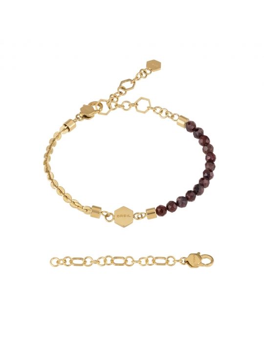 Bracciale Breil Kaleido In Acciaio IP Gold E Granati Rossi